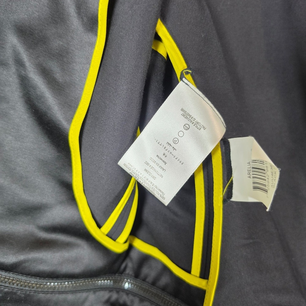 BCBG MAXAZRIA Arelia Black Zip Convertible Blazer Neon Trim Jacket Small Open - Picture 6 of 6